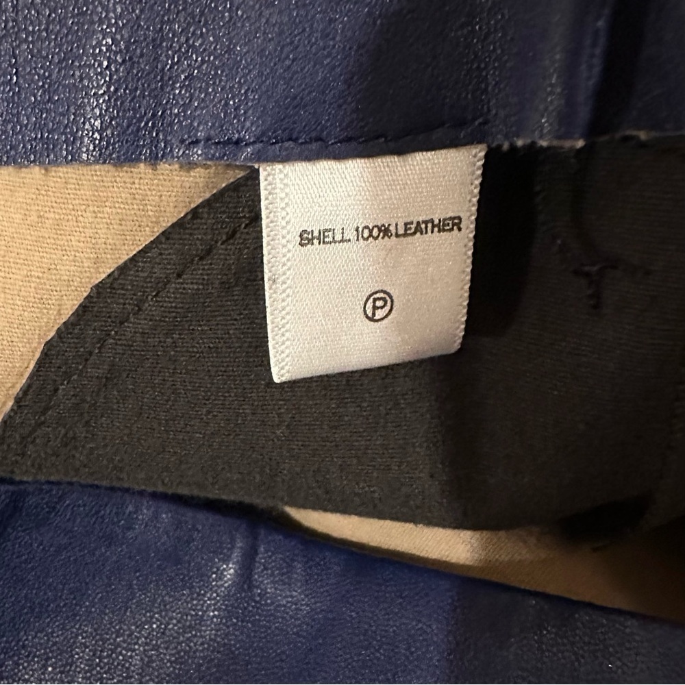 Monika Chiang Blue Black Leather High Rise Pencil Skirt Size XS 28” waist - Picture 3 of 6